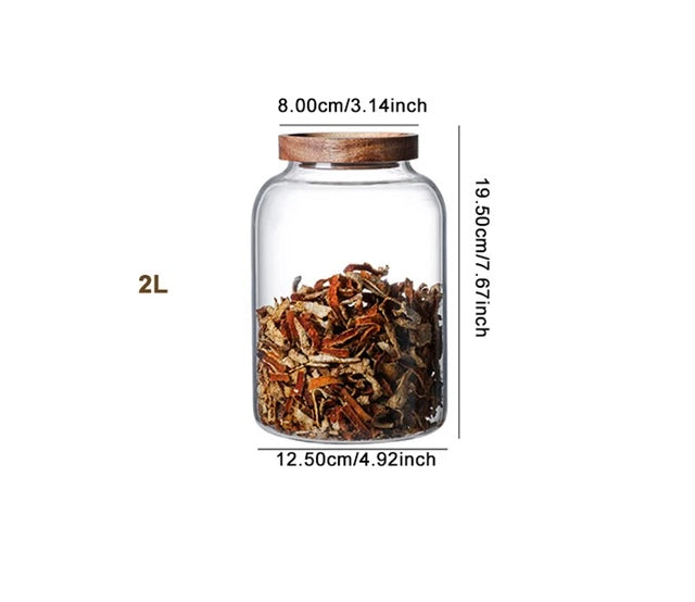 Potes Herméticos Wood em Vidro Borossilicato