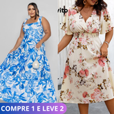 Vestido Plus Size Romântico Estampado Floral
