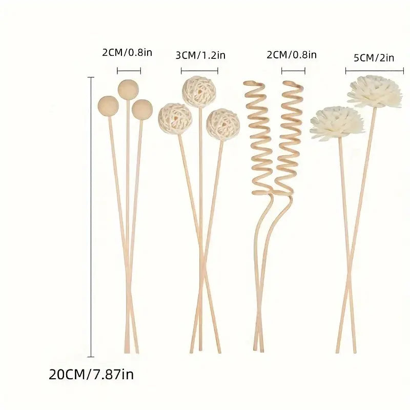 Conjunto de Varetas Decoradas para Difusores - 9 pçs